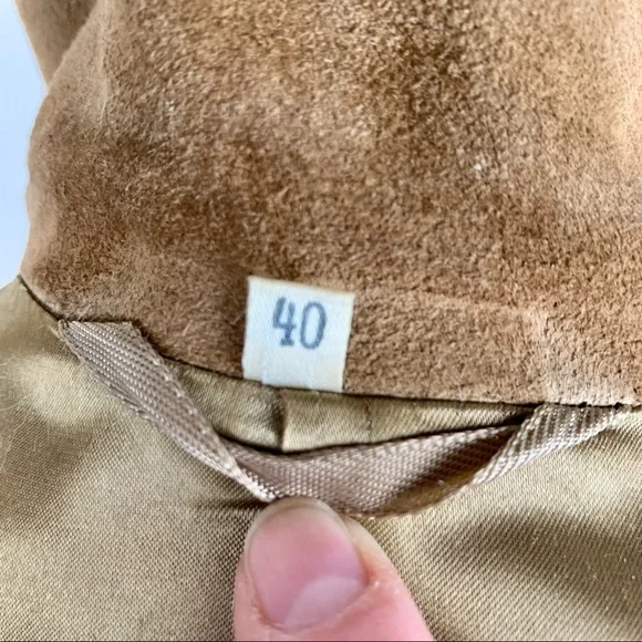 70s Suede Belted Trench Coat Double Breasted Brown Womens Medium